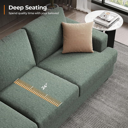 89Inch Sofa With ExtraDeep Seats Light Green Premium Fabric Upholstery by ShipItFurniture