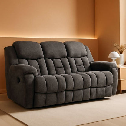 Gray Manual Reclining Sofa Stain Resistant Upholstery by ShipItFurniture