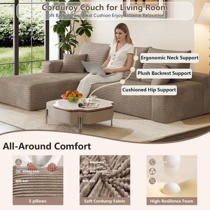 95-Inch Modular Sectional Sofa Sleeper Upholstered by ShipItFurniture