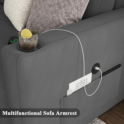 87 Inch Multi Functional Velvet Sleeper Sofa With Storage by ShipItFurniture