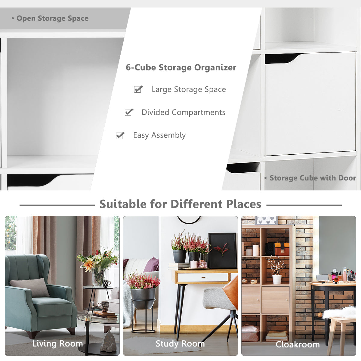 NNECW Cube Shelf with 9 Compartments & 5 Magnetic Doors by NNECW
