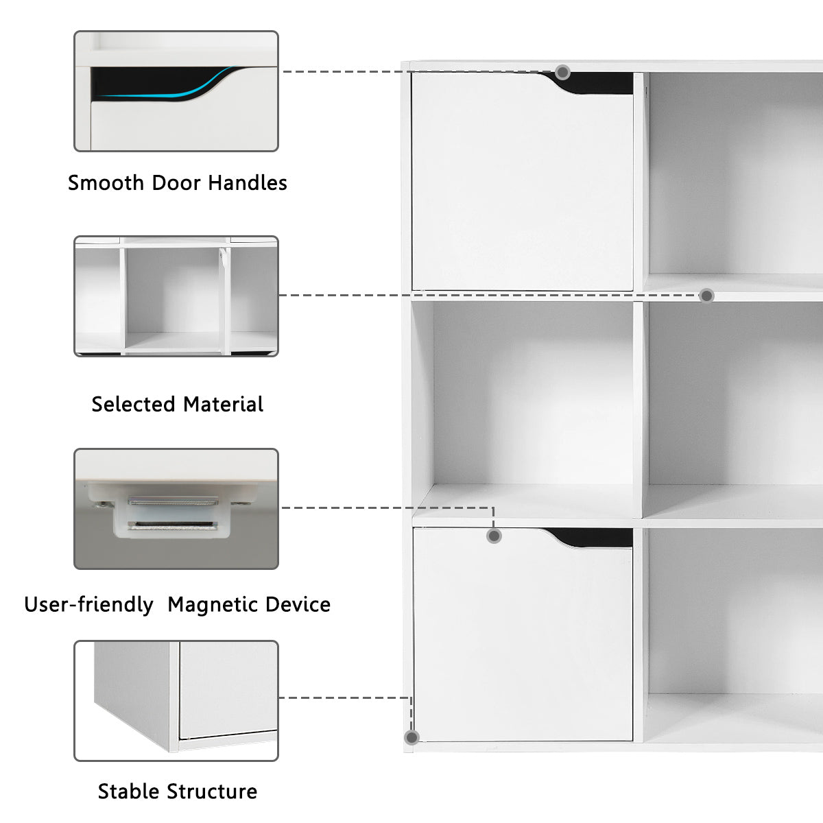 NNECW Cube Shelf with 9 Compartments & 5 Magnetic Doors by NNECW