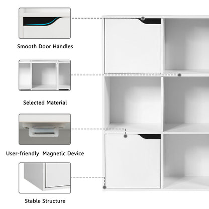 NNECW Cube Shelf with 9 Compartments & 5 Magnetic Doors by NNECW