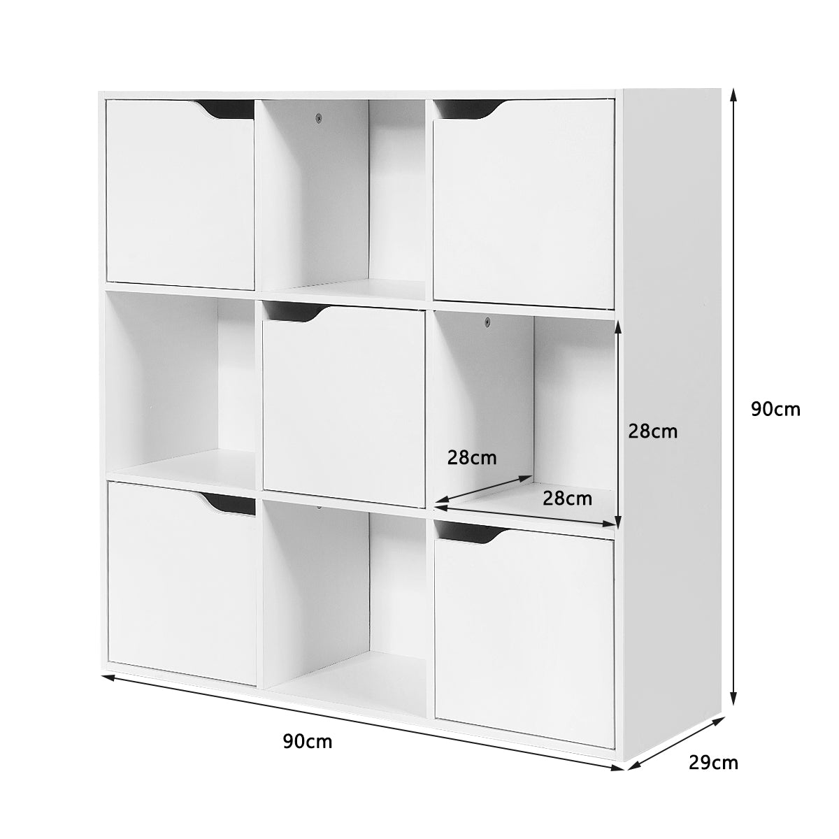 NNECW Cube Shelf with 9 Compartments & 5 Magnetic Doors by NNECW