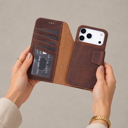 Brea iPhone 18 Pro Max Full-Grain Leather Wallet Case by TORONATA